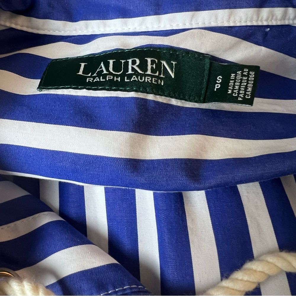 Lauren Ralph Lauren Top Blouse Striped 100% Cotton - Picture 7 of 8